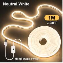 Neon Gesture Sensing Light Strip, USB Powered 1PC Dimmable, LED Flexible Neon Light Strip Set, 2-Level Lighting With Smart Light Bar High Brightness No Spots Stable Performance, With Shaping Function, Warm/White/Neutral 3 Colors Optional, 1m/2m/3 Meters/4m/5m 5 Sizes Optional, Creative DIY Design Atmosphere Decoration Light Soft Warm Color, Flexible And Cuttable, With Adhesive Backing For Easy Installation - Multicolor - View 23