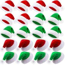 10pcs Bulk Adult Santa Hats, Red, Classic Christmas Hat, Soft Plush, Suitable For Adults, Perfect For Christmas Parties, Family Gatherings, Group Activities - Multicolor - View 3