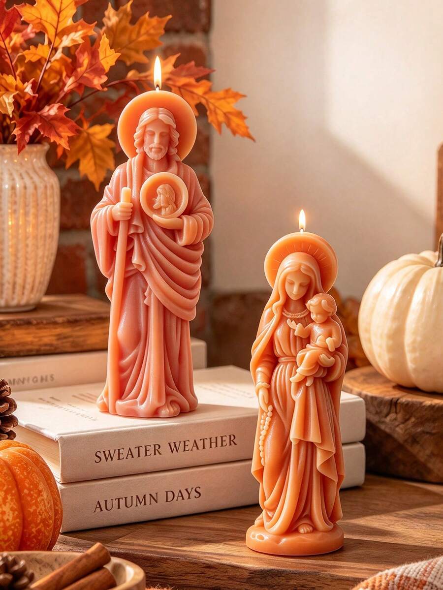Virgin Mary Holding Baby & Saint Icon 3D Silicone Mold, Easy To Demold, For Making Scented Candles, Plaster Figurines, Resin Decor, Home Decoration, Handmade DIY Crafts - Human Figure Mold - View 1