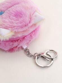 1pc Children's Cartoon Cat Embroidery Pattern Tie-Dye Plush Material Mini Storage Function Cute Style Coin Purse Keychain Suitable For Daily Travel, Holiday Gifts - Multicolor - View 6