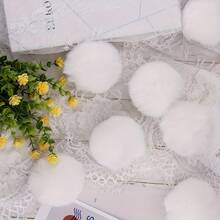 1/2/4/6pcs 2.36 Inch Large White Fluffy Faux Fur Pom Poms With Elastic Loop, Handmade Knitted Accessories For Hats, Shoes, Scarves, Gloves, Handbags - Multicolor - View 6