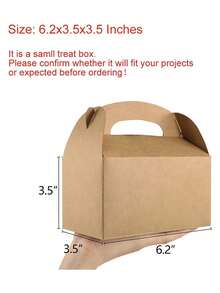 Treat Box 10PCS/1PC Brown Kraft Paper Gable Boxes - Kids Birthday Party, Wedding, Baby Shower, 6.2 X 3.5 X 3.5 Inches - Multicolor - View 8