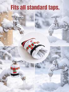 1pc Christmas Snowman Pattern Outdoor Faucet Insulated Cover, Outdoor Water Pipe Anti-Freeze Protection Bag, With Hook And Loop Strap Waterproof Cold-Resistant Fabric Faucet Protector, Suitable For Yard, Backyard, Patio, Autumn/Winter Water Pipe Anti-Freeze, Faucet Protection Accessories - Multicolor - View 9