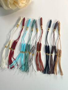 1pc/10pcs Handmade Woven Prayer Beads Pendant, Handmade Woven Vajra Knot Accessory, Ramadan Prayer Beads DIY Decorative Rope, Phone Bag Chain DIY Pendant, Wide Application, Multiple Colors Available - Multicolor - View 2