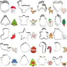 15/20/21pcs Christmas Mini Stainless Steel Cookie Cutter Set: Santa Claus, Christmas Tree, Snowman, Gingerbread Man, Star, Bell, Candy Cane, Angel Bird Cookie Molds, Multiple Shapes Cookie Cutting Tools - View 14