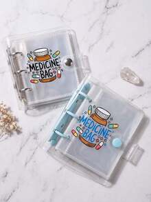 Mini Loose-Leaf Pill Organizer, Cute Printed Transparent PVC Pill Storage Book, Pill Storage Bag, Portable Pill Case, Suitable For Travel And Daily Use - Multicolor - View 2