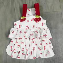 1pc Pet Dog/Cat Layered Cherry Cake Dress, Lightweight Spring/Summer Fluffy Princess Dress, Suitable For Teddy Poodle And Other Small Pet Dresses - Red and White - View 3