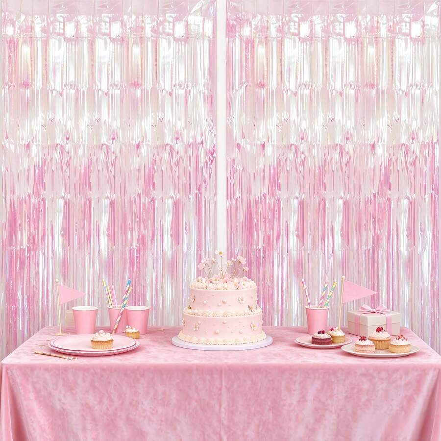 1*2M Rainbow Foil Fringe Curtain, Metallic Shiny Sequin Backdrop ...