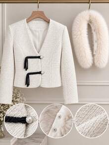 Women Winter Coats - Cream - View 4