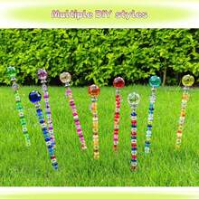 Set 72 Buah Tongkat Peri Manik-Manik untuk Hiasan Taman, DIY Berkebun Musim Gugur, Aksesoris Warna dan Gaya Acak, Cocok untuk Berbagai Dekorasi Taman Liburan - Bola-(ungu+biru danau+merah muda) - View 6