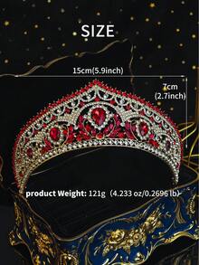 1pc Women's Vintage Baroque Crystal Crown Gold Rhinestone Tiara For Bridal Wedding Prom Party Hair Accessory - Multicolor - View 7