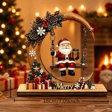 Ornamen Ayunan Santa Kayu Planar 2D untuk Dekorasi Meja Natal. Dekorasi Kerajinan Meja Rumah untuk Festival. Cocok untuk Pesta Natal. Berlaku untuk Natal dan Halloween. - A - View 5