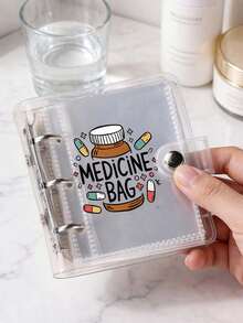 Mini Loose-Leaf Pill Organizer, Cute Printed Transparent PVC Pill Storage Book, Pill Storage Bag, Portable Pill Case, Suitable For Travel And Daily Use - Multicolor - View 3
