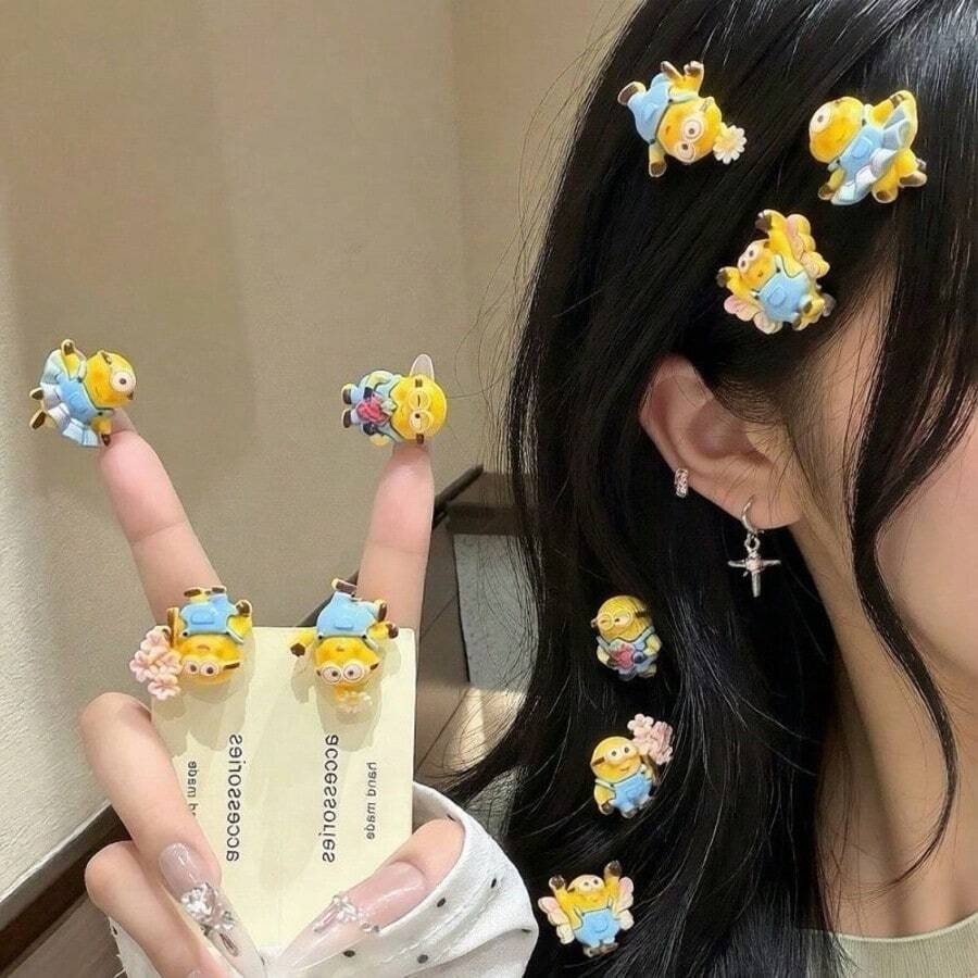 Hasbro Cute Minions 5pcs Mini Hair Clips, Adorable Forehead Hair Accessories For Girls, Bangs Hair Clips Headwear - Multicolor - View 1