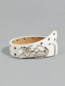 1pc Unisex Retro Y2K Style White Rivet Belt, Suitable For S Size, Suits, Casual Wear, Streetwear, Autumn, Western Style - White Y2K Rivet Design - View 25