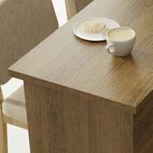 Isla Barra Comedor Desayunador Antecomedor 120cm Marrón, Juego de Mesa de Bar con 2 Taburetes Acolchados, Mueble Auxiliar para Cocina y Comedor - Marrón - Ver 4