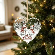 1pc Flat 2D Acrylic Snowman Christmas Decoration - Holiday Snowman And Tree Design, For Holiday Tree Decoration, Perfect Home Gift, No Electricity Required, Christmas Ornament - D - View 8