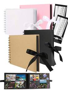 Gift Box DIY Scrapbook Photo Album, Kraft Paper Album, A5 Size, 60 Pages, DIY Memorial Handbook Gift, Suitable For DIY Wedding, Birthday, Christmas, Family DIY Scrapbook, Birthday Gift, Graduation Gift, Collection Memorial Gift - Set - View 2