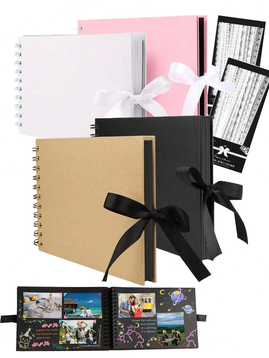 Gift Box DIY Scrapbook Photo Album, Kraft Paper Album, A5 Size, 60 Pages, DIY Memorial Handbook Gift, Suitable For DIY Wedding, Birthday, Christmas, Family DIY Scrapbook, Birthday Gift, Graduation Gift, Collection Memorial Gift