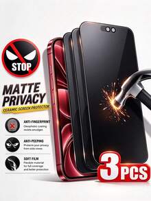 Mr. War Gorilla 3pcs Anti-Peeping Soft Film [Ceramic Soft Film][Matte Texture][Significant Anti-Peeping Effect][Suitable For 2026 Models]Only Maintains Side Anti-Peeping, Full Coverage Soft Film With No Lifting Edges, Bubble-Free Installation, Easy For Beginners To Install. Matte Surface Resistant To Water Stains And Fingerprints, Open Design Without Obstruction, Strong Adhesion And Not Easy To Fall Off. Compatible With IPhone Duo/18promax/18pro/18/17e/17 Pro Max/17 Pro/17Air/17/16 Pro Max/16 Pro/16 Plus/16/15 Pro Max/15/14/13/12 And Other Models. - Black - View 10