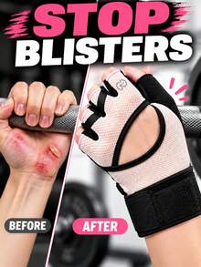 Sports Half Finger Gloves With Wrist Strap Bike Cycling Gloves For Women Men Gym Gloves For Weightlifting Training Pull Up Hiking Training Outdoor Exercise Workout Equipment For Home Yoga Pilates Eessentials Accessories Weight Loss - Multicolor - View 3