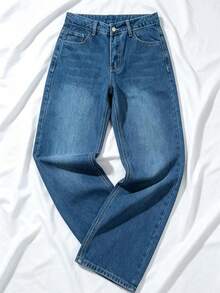 Teen Girl Pocket Button Fashion Straight Leg Denim Jeans - Dark Wash - View 6