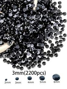 2mm-6mm 树脂水钻、平底钻石、未加热黑水晶钻石，适用于 DIY 工艺品、杯子、瓶子、玻璃杯、服装、散装闪光水晶石、工艺装饰 - 黑色 - 查看 9