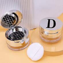 Makeup Organizer Portable Empty Loose Powder Container Refillable Cosmetic Sifter Box With Built In Mirror Travel Compact Makeup Case Ideal Gift For Girls Initial Name Balck 26 Letters Pattern - Silver - View 28