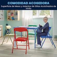 Mesa Plegable para Niños, Mesa Infantil, Mesita para Niños, Escritorio Infantil, Mesa y Sillas para Niños, Mesa Infantil con Sillas, Mesa para Niños con Sillas, Mesa con Sillas para Niños, Mesa Niños con Sillas, Furniture, Set de Mesa Infantil Plegable y 4 Sillas Infantiles Plegables, Conjunto Multicolor para Guar - Azul - Ver 8