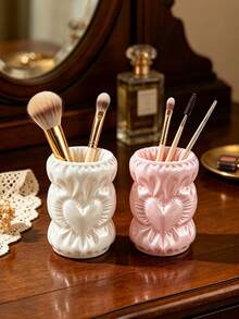 Creative Heart-Shaped Drawstring Makeup Storage Pouch, 3D Printed Replica With Pleated Details And 3D Heart, Pearlescent Texture, Exquisite And Beautiful, Both A Storage Container And Desktop Art Decor - Multicolor - View 4
