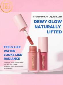 beauty glazed 2pcs Makeup Set: 1 Blush And 1 Highlighter, Soft Liquid Blush And Waterproof Moisturizing Highlighter, Natural Finish, Radiant Glow, Long-Lasting, Smudge-Proof, Non-Greasy, Lightweight, Perfect For Creating A Natural And Sophisticated Makeup Look - B227#101+B229#101 - View 5