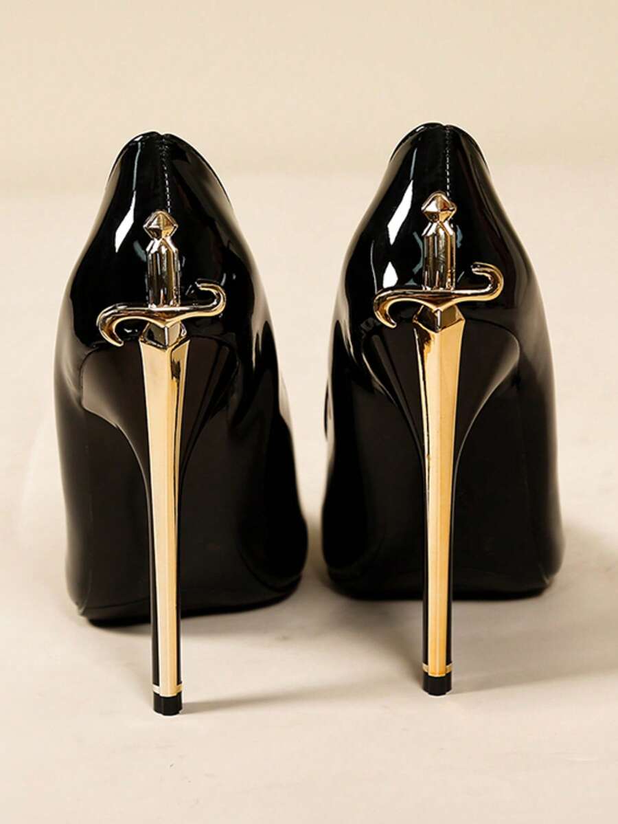 Pointed Toe Slingback Sexy High Heel Shoes For Women, Silver Rhinestone Single Strap Open Back Pumps, Elegant French Style Sandals, Spring Summer High Heel Slippers (Runs Small By Half Size)