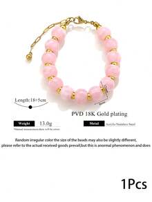 1pc 304 Stainless Steel Beaded Bracelet Vintage Marble Pattern Acrylic Bead Chain Bracelet Stackable Wrist Fall Style - Bracelet - View 6