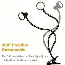 Book Light, LED Desk Lamp Reading Light, Clip-On Design, 3 Color Modes And 10 Levels Of Brightness Adjustment, Flexible Gooseneck Arm, Suitable For Nighttime Reading In Bed, Can Be Clipped To Bedside Table, Headboard Or Home Office Desk. Gift For Parents And Friends - Semicircle - View 7