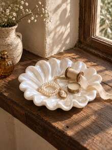 1pc Iridescent Shell Jewelry Tray, Decorative Small Accessory Storage Dish, Vanity/Bathroom/Bedside Universal Ring Dish, Perfume Display Tray, Desktop Organizer, Aesthetic Home Decor, Housewarming Holiday Gift, Room Decoration, Halloween, Kitchen, Cup, Christmas Home Decor - Multicolor - View 6