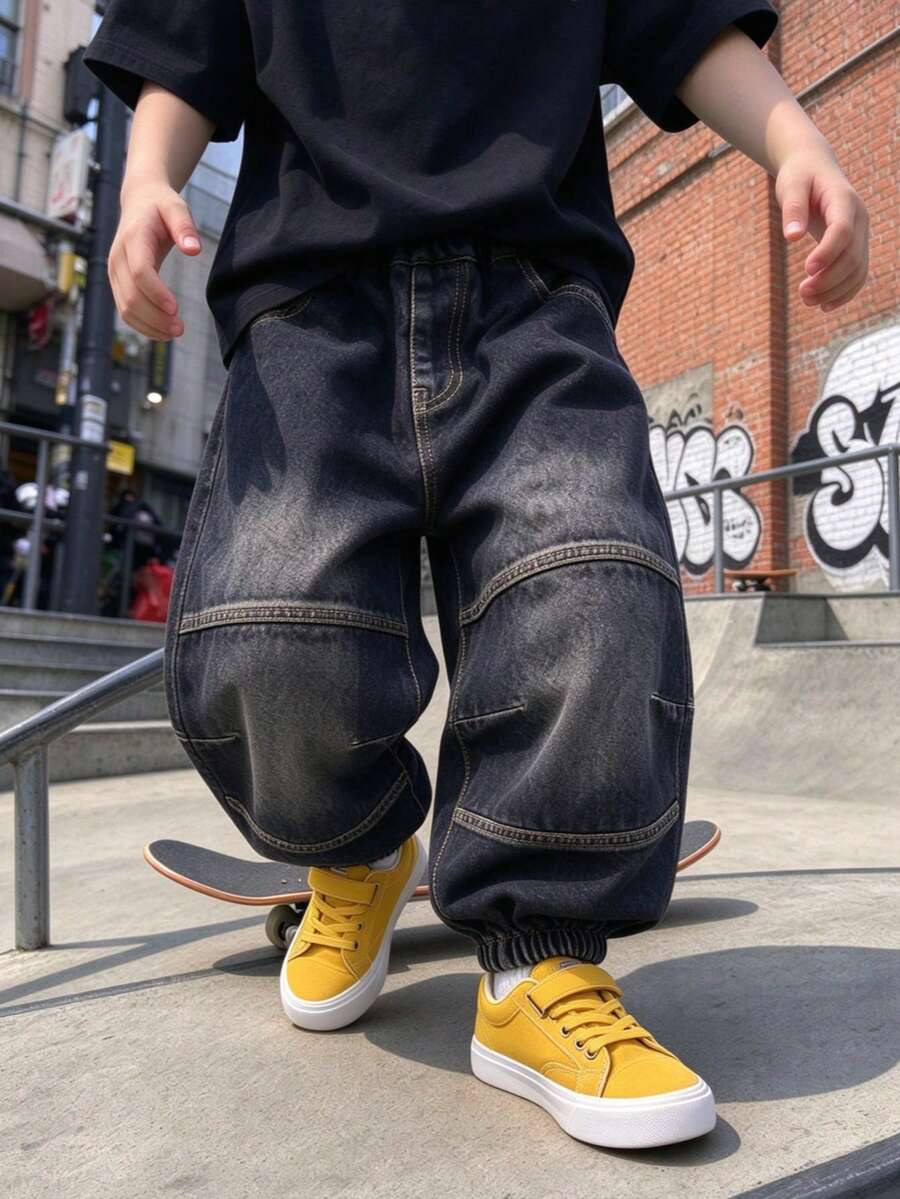 Boys' Toddler Loose Fit Line Split Cuffed Denim Jeans, All Season ...