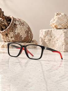 1pc Men Square Frame Eyeglasses Stylish Frame With Temple Lightweight Light Eyewear Optical Glasses For Office Casual Outdoor Daily Wear - Multicolor - View 5
