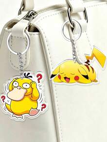 MASSDI 2Pcs Anime Acrylic Key Chain Pack, Cute & Napping Pattern Ornaments, Vibrant Fade-Resistant Printing, Wear-Resistant Clear Acrylic Sheet, Sturdy Metal Hardware For Secure Attachment - Keychain - View 1