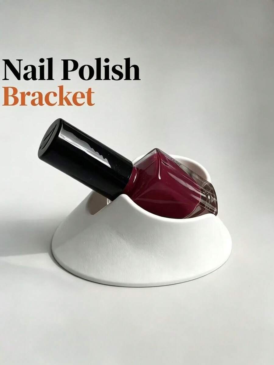 1/2pcs Universal Angled Nail Polish Holder, Nail Polish Fixing Clip, Nail Art Tool, Nail Polish Bottle Fixing Clip, Nail Polish Auxiliary Holder With Non-Slip Base - White - View 1