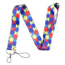 Colorful Puzzle Piece Autism Awareness Lanyard, Printed Neck Strap For Keys, Phone Lanyard ID Card Holder Strap For School Work, Lovely Gift - Multicolor - View 13