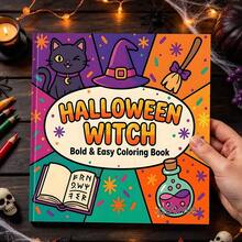 GDTME Halloween Bottle Gothic Style Coloring Book: Skull Jar Pumpkin Candle Halloween Cover, Bold Minimalist Line Thriller Holiday Pages, Suitable For Adult Coloring Hobby - JX-880-halloween Bottle - View 2