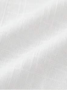 Women's Lapel Half-Button Short Sleeve Shirt, Solid Color Linen Texture Front Pleated Loose Casual Spring, Summer, Autumn Top - White - View 6