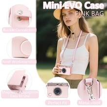 Instant Camera Protective Case Set PU Leather Protective Cover With Side Photo Pocket + Crossbody Shoulder Strap, Suitable For Fujifilm Instax Mini Series Camera Protective Case, Vintage Leather Protective Cover, Essential Travel Photography Camera Accessory - View 4