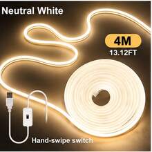 Neon Gesture Sensing Light Strip, USB Powered 1PC Dimmable, LED Flexible Neon Light Strip Set, 2-Level Lighting With Smart Light Bar High Brightness No Spots Stable Performance, With Shaping Function, Warm/White/Neutral 3 Colors Optional, 1m/2m/3 Meters/4m/5m 5 Sizes Optional, Creative DIY Design Atmosphere Decoration Light Soft Warm Color, Flexible And Cuttable, With Adhesive Backing For Easy Installation - Multicolor - View 19