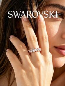 SWAROVSKI Hollow Heart Tapered Crystal Bracelet, Adjustable Jewelry Gift For Girlfriend's Birthday - Rose Gold - View 4