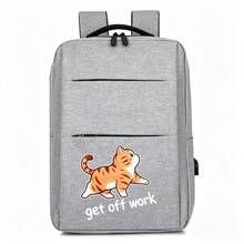 Business Backpack With Off-Duty Cat Print, Suitable For Boys And Girls, Campus, Short Trips, Daily Commute And Work, All-Season Large Capacity Compartment For Laptop And Various Study Supplies - Backpack - View 8