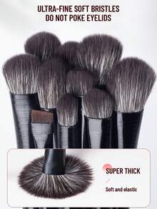 SEPROFE 11Pcs Eye Makeup Brush Set, Ultra Soft Fiber Eyeshadow Brushes, Nose Shadow Brushes, Concealer Brushes, Eyeliner Brushes, Premium Texture Handles, Easy Daily Eye Makeup Tools - Black - View 3