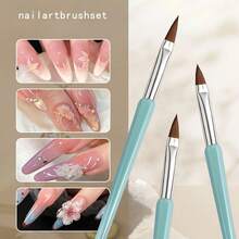 3pcs Nail Art Brush Set, Suitable For Nail Painting, Coating, Outlining Your Perfect Nail Style - Baby Blue - View 1