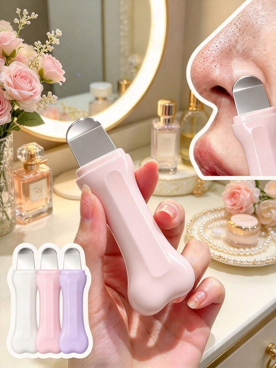 1 buah Alat Penghapus Komedo, Pembersih Pori Wajah dengan Pisau Stainless Steel, Ekstraktor Komedo Jerawat Manual Portabel, Alat Kecantikan Perawatan Kulit untuk Hidung dan Wajah, Berbagai Warna Pastel, Alat Perawatan Kulit Penghapus Komedo