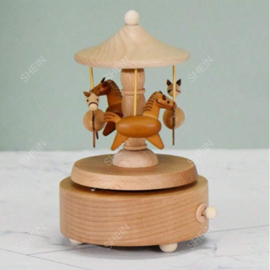 Square Bottom Carousel Music Box 1 Needs To Press The Switch And Then Rotate The Bottom Movement. - 1PC - View 1